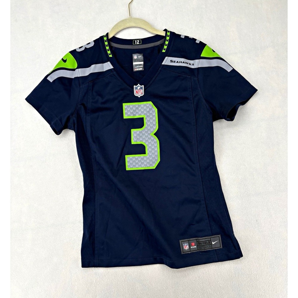 Nike Russell Wilson Seattle Seahawks #3 NFL Jersey Blue Girls Size 12